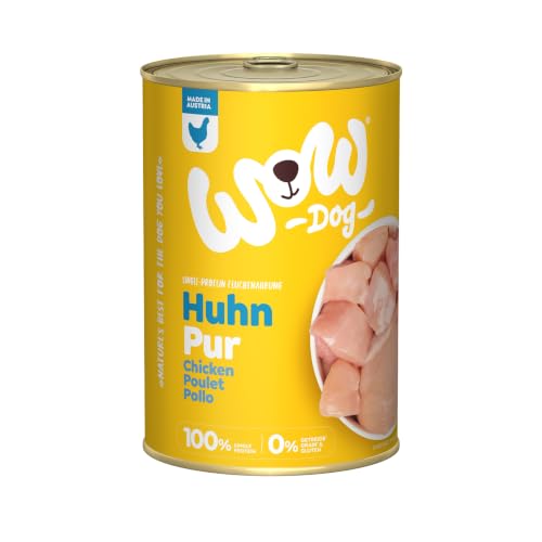 WOW Dog Hunde-Nassfutter Huhn Pur 6 x 400g | Ohne Getreide und Zucker