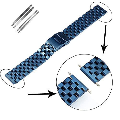 Bracelet de montre bleu 22mm maillons solides acier interchangeable