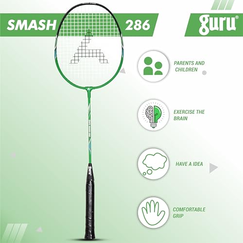 Image of GURU Smash-286 Heavy Duty Aluminium Badminton Racket Pack of 1 with Cover