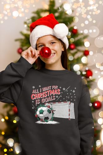 Kids Football Christmas Jumper – Festive Soccer Themed Sweatshirt for Boys - Style 1 Black 9-11 years - Image 2