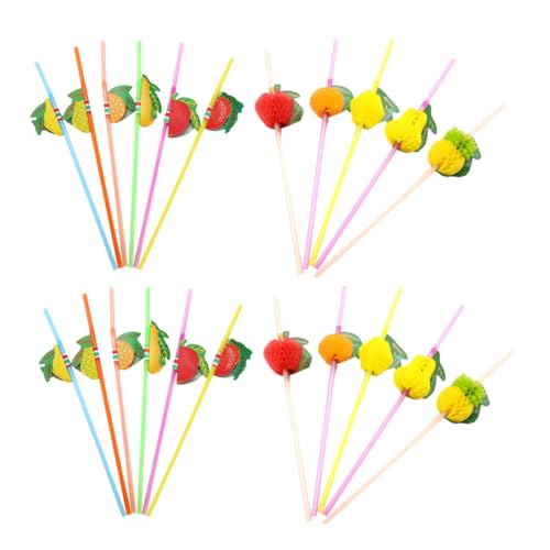 Ipetboom 60Pcs Colorful Fruit Shaped Drinking Straws for Cold Drinks and Milk Tea Party Beverage Straws with Creative Summer Design for Juice Bubble Tea Bars and Family Use