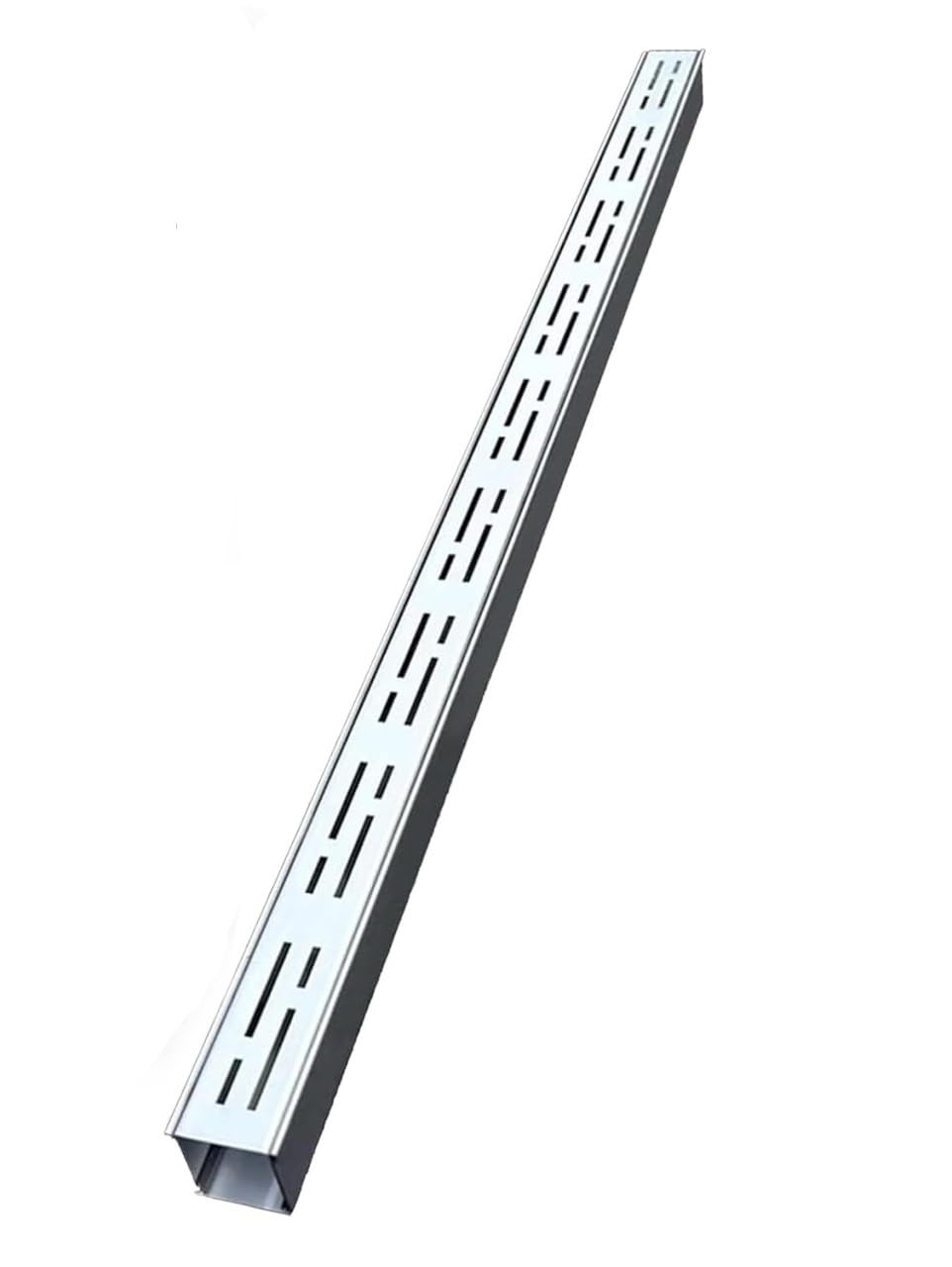 Slim-Rinne-Ablaufset, 1 m, Edelstahl-Grabenrost(Silver,100x15x4cm)