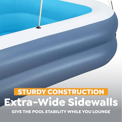 Image of H2OGO! 8 Foot 4 Inch x 70 Inch Summer Bliss Shaded Inflatable Family Pool for Kids Ages 6 Above