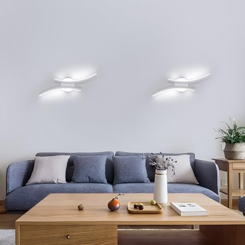 Applique LED da Parete Interno, 20W 2250LM Moderno Lampada da Parete LED, 44.5CM Bianco Lampada a Muro Creativo per Camera da Letto Bagno Soggiorno Scale Corridoio, Bianco Freddo 6500K - Illuminazione - Immagine 2