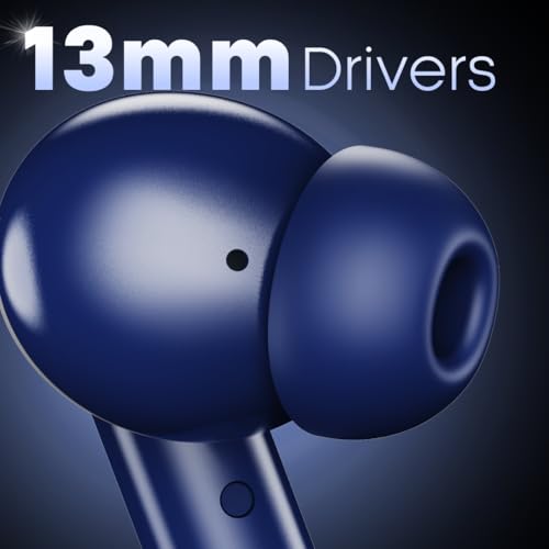 Image of Leaf Buds X514 True Wireless ANC in Ear Earbuds with AI Sound App,Active Noise Cancellation,Transparency Mode,70H Playtime,Quad Mic Enc,40Ms Low Latency,13M Driver, Ipx5, Bluetooth V5.4(Midnight Blue)