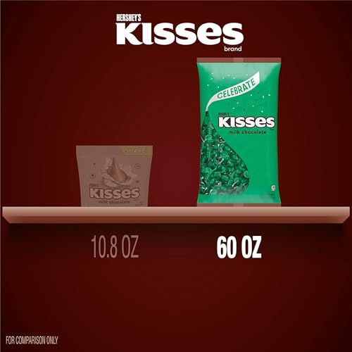 HERSHEY'S KISSES Milk Chocolate Candy Bulk Bag, Green Foils, 60 oz - image 6