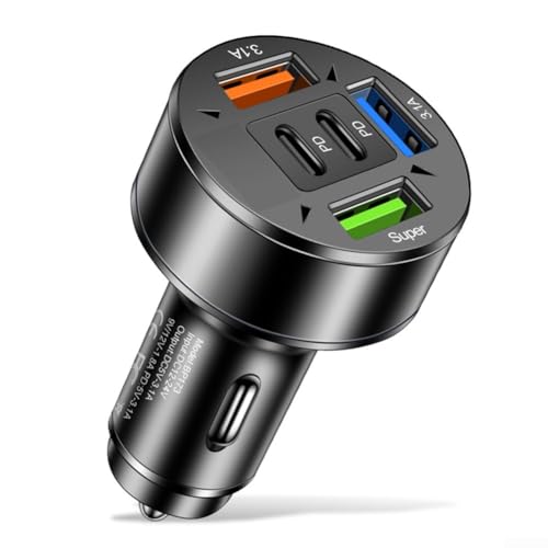 Chargeur de voiture multifonction 5 ports avec fonctions de sécurité intégrées et charge rapide