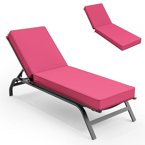 Chaise Lounge Cushions Outdoor 72 x 21 Inch Fade Resistant Ties Patio Beach