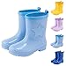 Youth Rain Boots Fashion Wide Width Waterproof Non-Slip Rainboots Boys Girls Lightweight Rubber Star Print Outdoor Mud Shoes (Light Blue, 3 Big Kids)