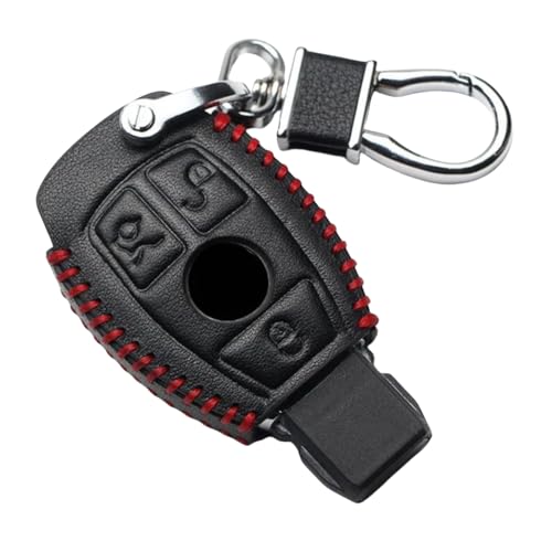 OTMIK Funda protectora de cuero para llaves inteligentes de coche para Mercedes Benz CLS CLA GL R SLK AMG A B C S Class Key Shell accesorios (3 botones)