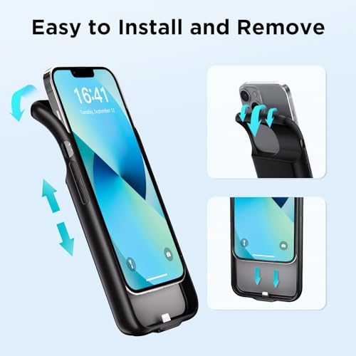 LCLEBM [7000mAh] Akku hülle für iPhone 13, neues Upgrade mit hoher Kapazität, wiederaufladbares erweitertes Akkupack, schützende tragbare intelligente Backup-Ladeabdeckung für iPhone 13(1 Pack)