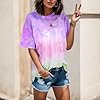 Women's Tie-Dye T Shirts Crew Neck Comfortable Summer Casual Tops Short Sleeve Looose Blouses Comfortable Breathable Tees Lightweight Short Sleeve Shirt Leisure Breathable Shirt, purple, XXL #1