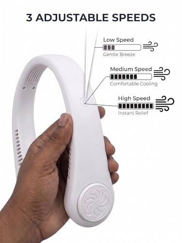 Image of Portable Neck Fan Bladeless Wearable Cooling Fan 360 Airflow Hair-Safe Hanging Design 3-Speed Adjustable Rechargeable 4000mAh for Home Office Travel Outdoor (Multicolor) (S3)
