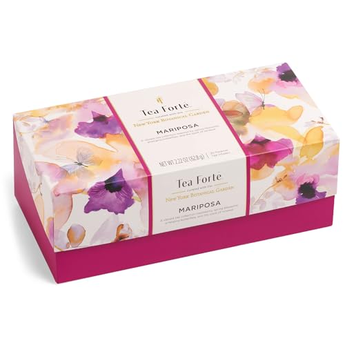 Tea Forte Mariposa Presentation Box Mother's Day Tea Gift Sampler, 20 Count, 2 of Each Variety Individually Wrapped Handcrafted Pyramid Infuser Bags - Image 4