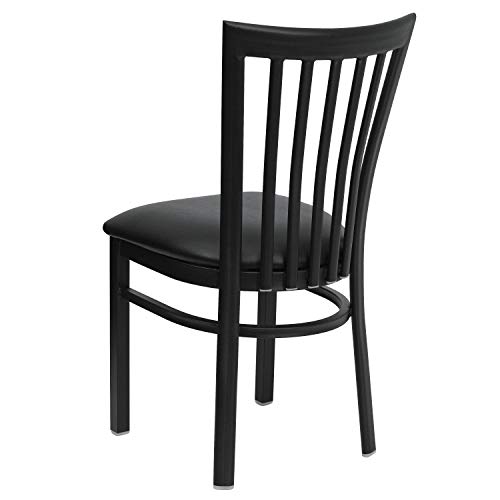 Image of Flash Furniture 4 Pack HERCULES Series Black School House Back Metal Restaurant Chair - Black Vinyl Seat