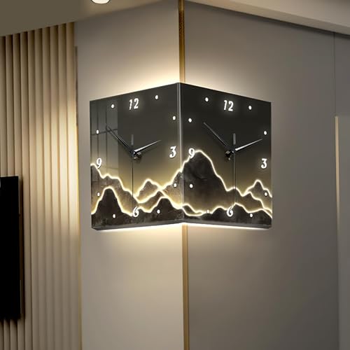 Orologio Da Parete Bifacciale Vnook: In Ferro, Con Luce A Controllo Sonoro, Pendolo Oscillante, Per Soggiorno, Camera E Ufficio