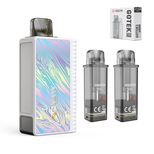 アスパイア 【Gotek Nano 電子タバコ スターターキット+ GOTEKポッド1箱】 アスパイア ゴテック ナノ 1000 mAh バッテリー 持ち運びシーシャ POD 純正ベイプ ニコチンなしリキッドなし (オーロラ/ホワイト)