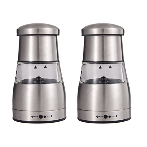 Molinillo de pimienta y sal, GWCLEO Manual molino de sal o pimienta, con ajuste de finura ajustable, molinillo de pimienta de Inox de vivienda y gran capacidad de paquete contiene 2 Piezas Cover