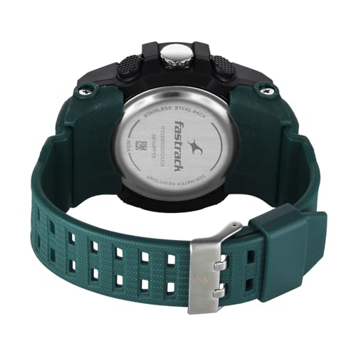 Image of Fastrack StreetStyle 6.0 with Analog Digital Green Dial Green Polyether Strap Watch for Men - 38134PP03W