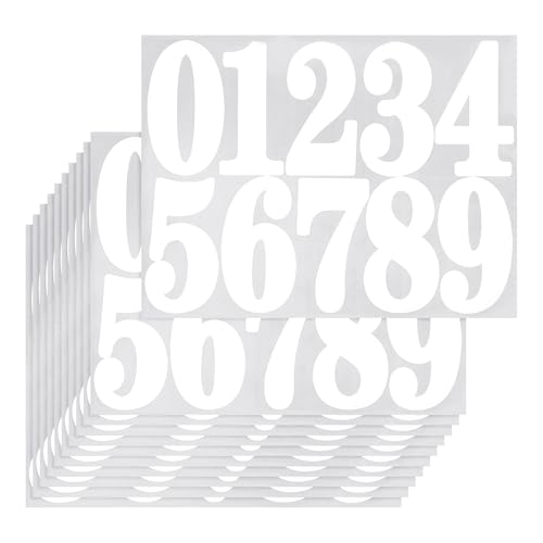 Numéros de boîte aux lettres autocollants imperméables | Vinyle blanc extérieur 150 pièces