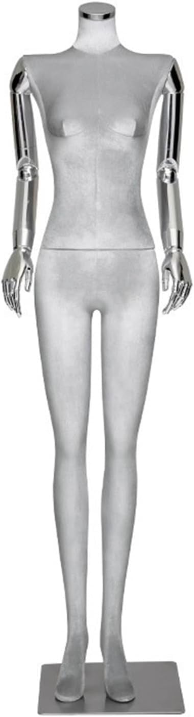 CONGRUI Standing Human Retail Mannequins With A Height Of 66.92 Inches Velvet Torso, Detachable And Rotatable Arms Mannequin(Gray)