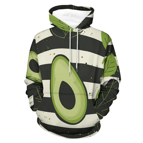 Sweatshirt Rayures Avocat original avec Capuche et Manches Longues