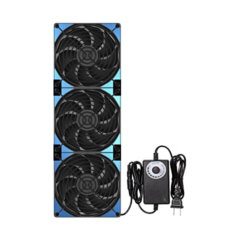 120mmx3 360mm Adjustable Computer PC Vent Fans 3-12V Speed Controller for Chicken Coop Rack Space Window Wall Cabinet Server Mining Rig Exhaust Cooling Cover