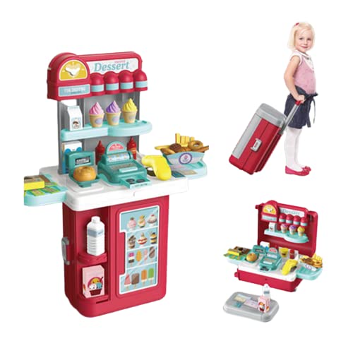 TechPlus Kids 4 in 1 Mobile Sweet Shop Set with Accessories Light Music for Kids Boys Girls Role Play Ice Cream Toy Set (Multicolor)