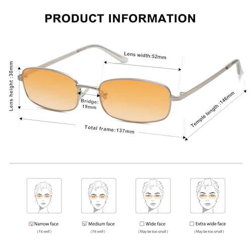 Image of SOJOS Trendy Rectangle Sunglasses Womens Mens, Retro 80s 90s Y2k Chic Narrow Thin Skinny Sunnies SJ1187
