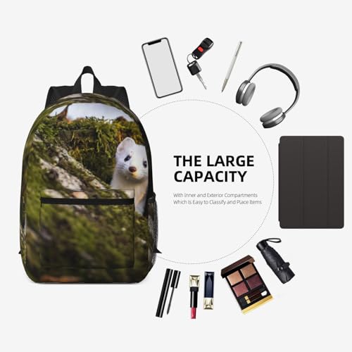 Sac à dos léger avec poche EdWal noir imprimé belette