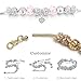 VTEAS 2 Pack Charm Bracelets Pink and Gold Heart Silver Plated Charm Bracelet, DIY Jewelry for Women Gifts, with Beads, Crystal, Charms, Love and Adjustable Snake Chain, Fits 7.5