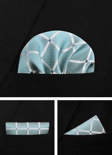Image of Striped Plaid Polka Dot Mens Tie Formal Necktie Pocket Squares Ties Clips Cufflinks Classic for Men Set