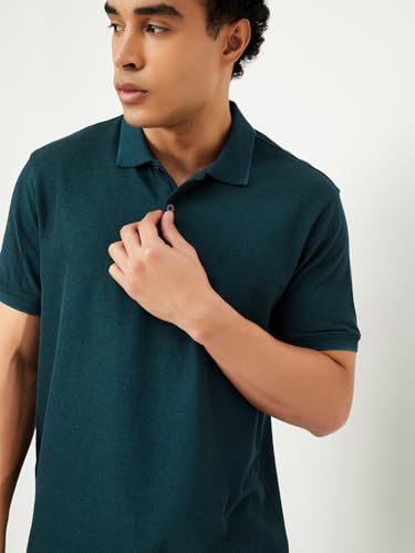 Image of Max Mens Cotton Blend Regular Fit Half Sleeves Solid Polo T-Shirt