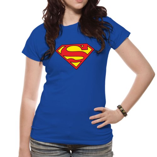 T-Shirt Femme Bleu Superman 'Logo' (Taille L)