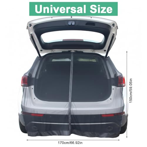 Image of STHIRA Car Tailgate Mesh Screen for SUV Van, Breathable Magnetic Car Screen for Tail Gate Hatch Camping Gear Accessories, Quick Set Up with Hook Strap Portable Camping Road Trip Essential
