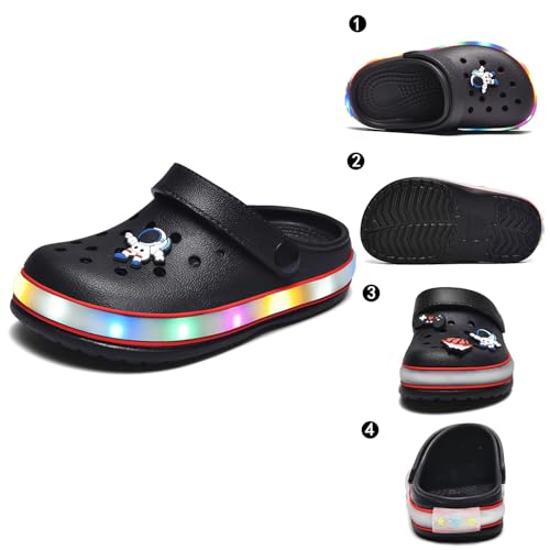 Image of XPKWS Toddler Kids Clogs Boys Girls LED Garden Shoes Light up Sandals Slip on Quick Dry Beach Slippers