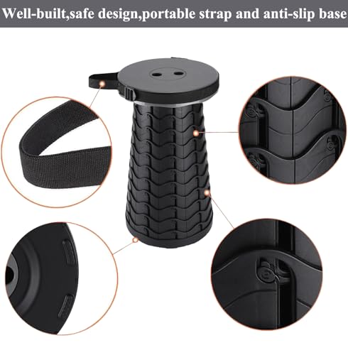Image of Fishboy Upgraded Collapsible Stool, 400lbs Max Weight, Lightweight But Sturdy, Portable Retractable Folding Telescoping Foldable Camping Stool for Adults Outdoor Fishing Hiking Gardening Travel BBQ