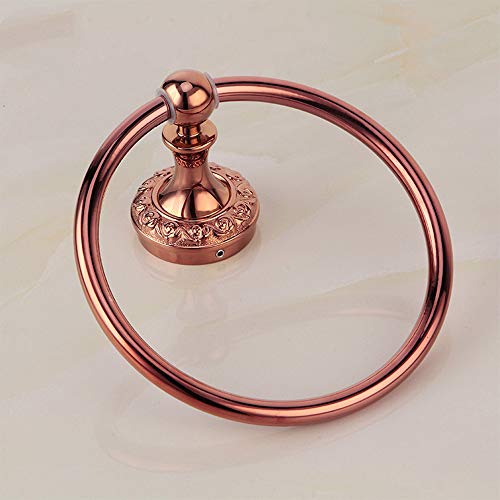 D&Y Rose Gold Towel Ring Carved Zinc Alloy Gold Towel Rack Elegant Wall Mounted Bathroom Accessories (Rose Gold) #TOP3