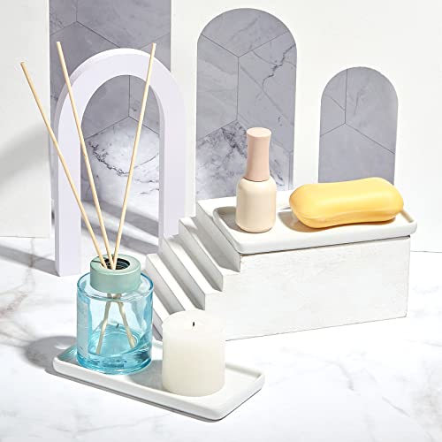 2 Pcs Bathroom Counter Tray Ceramic Vanity Tray Rectangular Bathroom Trays Soap Tray White Sink Trays Cosmetics Holder For Bath Kitchen Home #TOP5