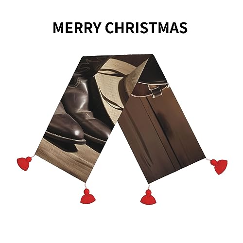 Chemin de table en lin lavable pour décoration automnale cowboy
