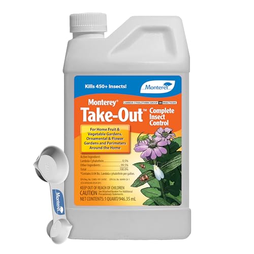 Monterey Take-Out Complete Insect Control 1 Quart - Kills 450+ Insects, Controls Mosquitoes, Fleas, Ants, Mites - 1 Quart, Covers 16,000 Sq. Ft. - Bundled witih Monterey Measure Spoon