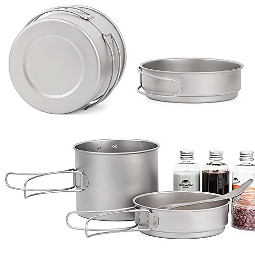 Set de cuisson camping titane avec poêle et vaisselle de bivouac