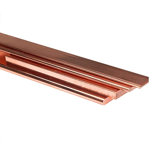 Coavoo Flat Copper Bar 4mm x 20mm x 300mm 0.16" x 0.8" x 11.81 inch Long, 1Pcs Pure Cu Copper Flat Bus Bar Busbar Metal Stock