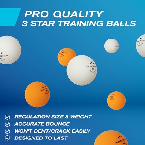PRO-SPIN Portable Ping Pong Set with Retractable Ping Pong Net for Any Table, All-in-One Table Tennis Set with Ping Pong Paddles, Balls & Case, Tabletop Family Game (Red, 2-Player Set) - 5