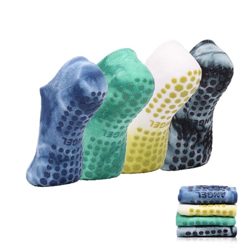 Lot De 4 Paires De Chaussettes Antidérapantes Yoga/pilates - Silicone Au Talon, Confortables