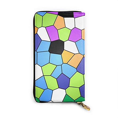 Preisvergleich Produktbild JHGFG Glasmalerei Buntes Muster Hintergrund Echtes Leder Geldbörse Lange Damen Geldbörse Handtasche Multi Kartenhalter Organizer Für Frauen Personalisiert