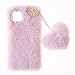 Custodia Peluche per Galaxy A22 4G Carino Morbido Peloso Ciondolo Love Inverno Soffice Caldo Hairball Cover Protettiva Fluffy Cover Bambine Fatto a Mano Copertura Caso per Samsung Galaxy A22 4G ,Rosa