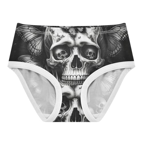 Cartoon Girls Underwear Toddlers 2t Cotton Cute Panties Girl Cool Black White Skull Butterflies Briefs Girls Undies