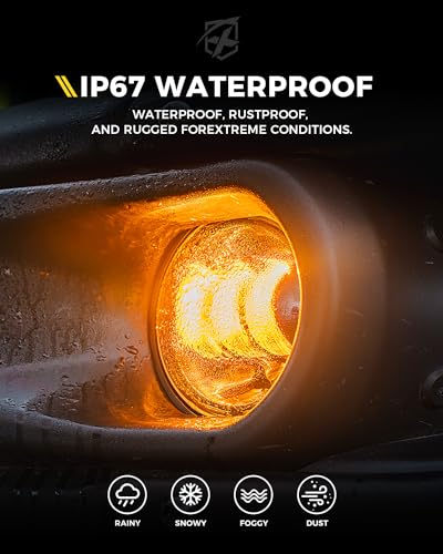 Image of 300% Bright 60W LED Fog Lights 6500K Compatible with 18+ Jeep JL JT, Amber | 2 Light Functions, Angel Eye, Adjustable Angle, Waterproof, Plug N Play, DOT Approved