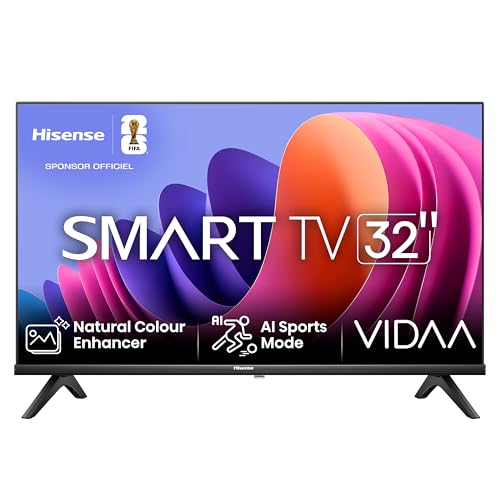 Hisense Téléviseur connecté 32 Pouces 32A4N - Full HD 60Hz, Mode Sport IA, Dolby Audio, VIDAA OS avec Youtube, Netflix, Canal +